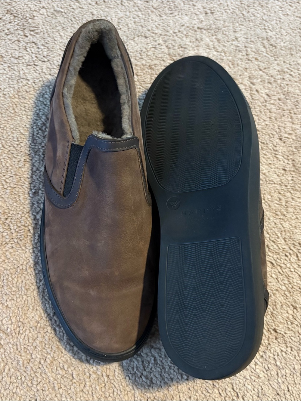 Harry's of London Aaron Brown Suede Leather Shearling-Lined Slip-On Loafers